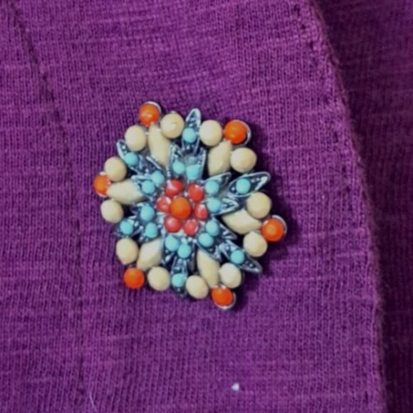 Soft Surroundings Women's M Burgundy 3/4 Sleeve Decorative Buttons/Snaps Tunic - Picture 7 of 13